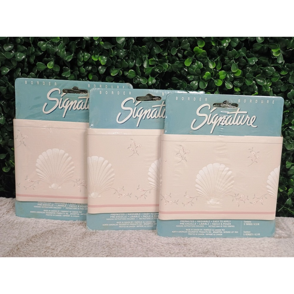 3 Rolls Signature Shell Wallpaper Border Pink Floral Coastal Cottagecore 71562F